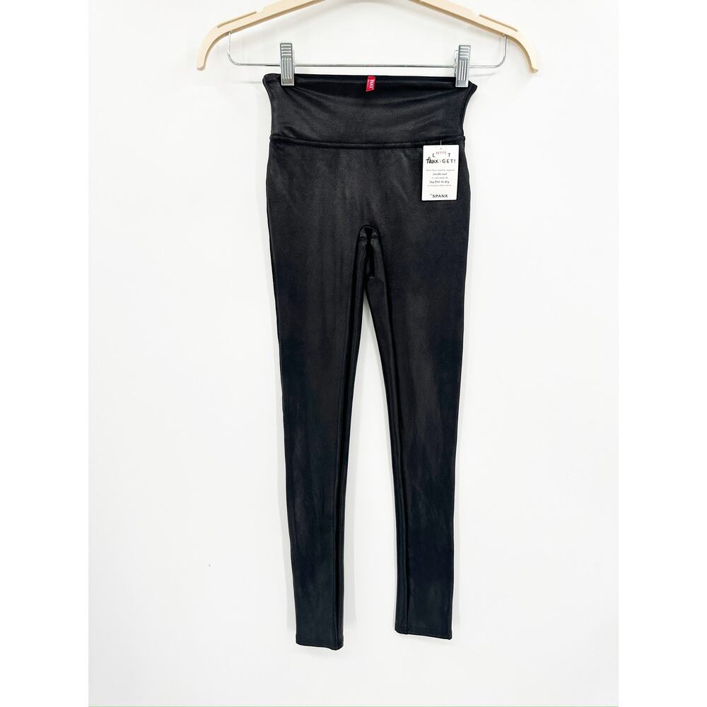 Spanx Black Faux Leather High Waist Leggings Size Medium NWT - Picture 3 of 5